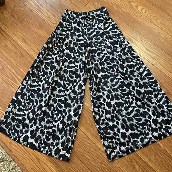 European designer women’s leopard print elastic high waist wide pants sz S/M - Picture 14 of 17